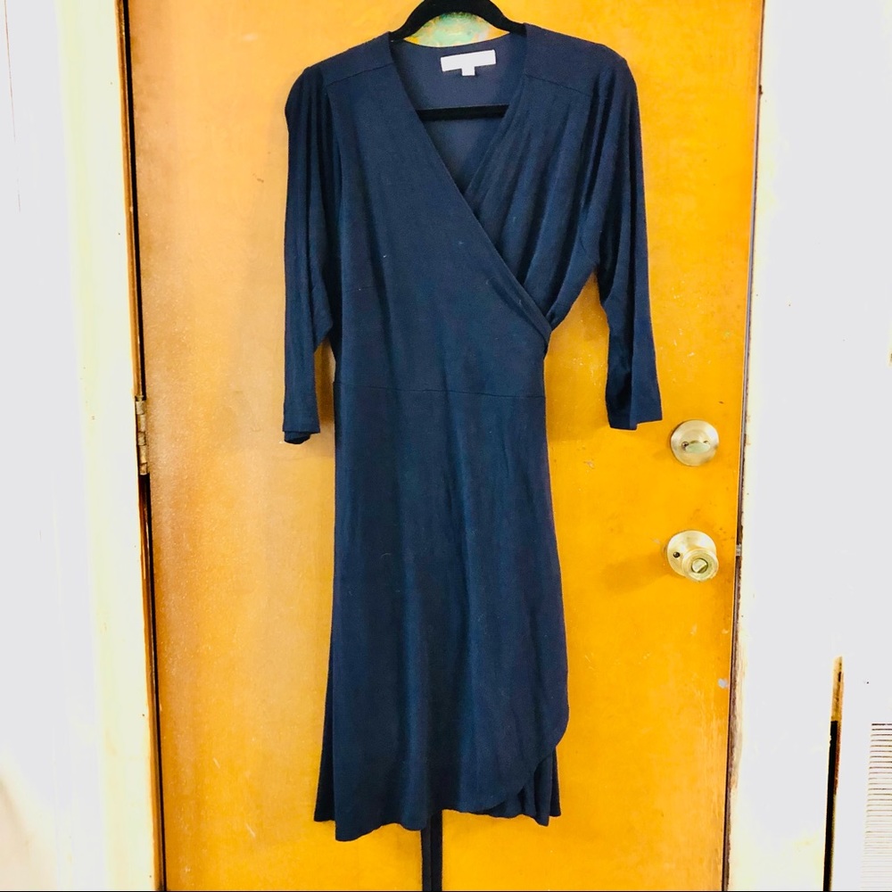 Loft Plus.  Wrap dress. Blue.
